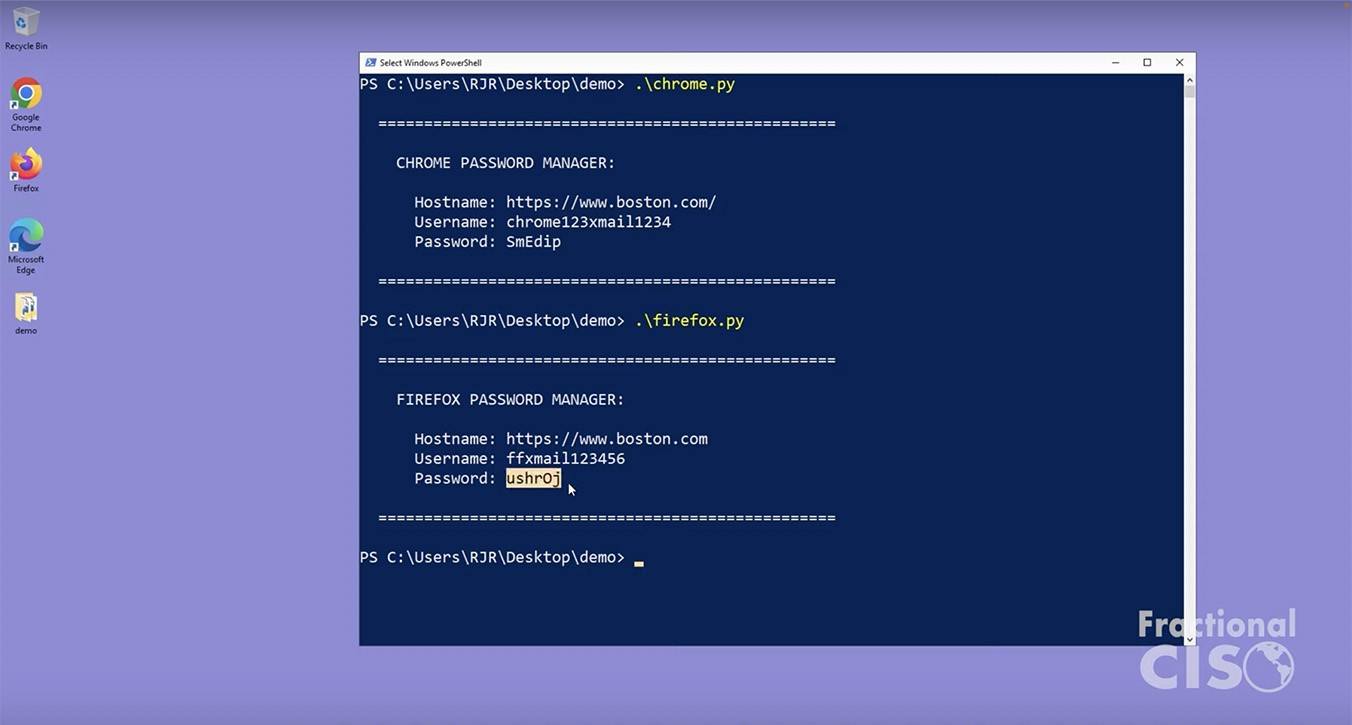 Extracting passwords from Google Chrome, Mozilla Firefox, and Microsoft Edge